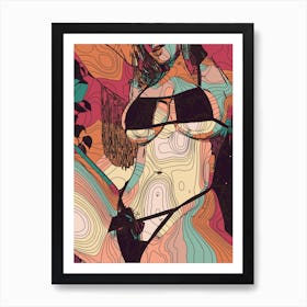 Abstract Geometric Bikini Girl Art Print