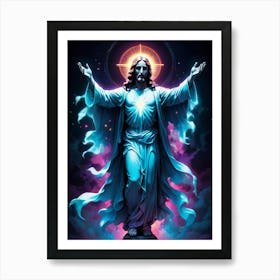 Jesus Neon Art Art Print