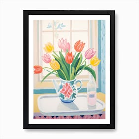 A Vase With Tulip, Flower Bouquet 1 Art Print