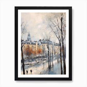 Winter City Park Painting Parc De Belleville Paris France 4 Art Print