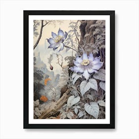 Vintage Jungle Botanical Illustration Passion Flower 1 Art Print