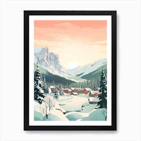 Vintage Winter Travel Illustration Banff Canada 4 Art Print