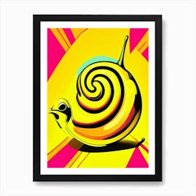 Snail With Yellow Background Pop Art Art Print