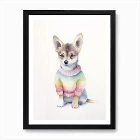 Baby Animal Watercolour Wolf 1 Art Print