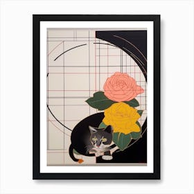 Camelia With A Cat 2 Abstract Expressionist Art Print