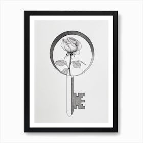 English Rose Key Line Drawing 1 Art Print