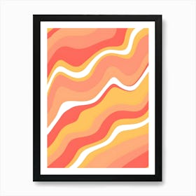 Abstract Orange Wavy Background Art Print