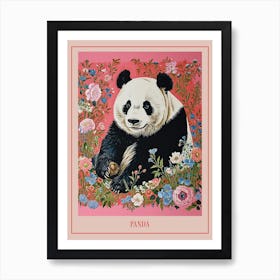Floral Animal Painting Panda 2 Poster Art Print