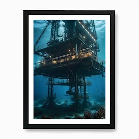 Underwater Oil Rig-Reimagined 3 Art Print