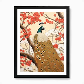 Bird Illustration Peacock 3 Art Print