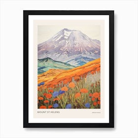 Mount St Helens United States 1 Colourful Mountain Illustration Poster Art Print