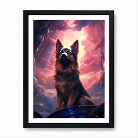 Dog In Space Art Print