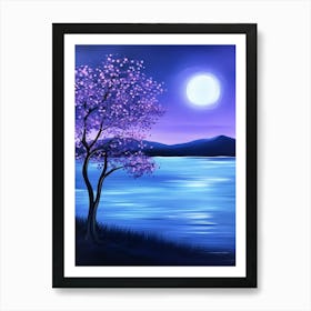 Moonlight Over Lake 1 Art Print