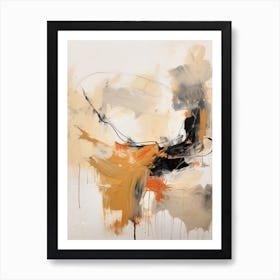 Charcoal And Orange Autumn Abstract Painting 9 Art Print
