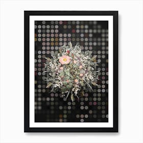 Vintage Sparkling Rose Flower Wreath on Dot Bokeh Pattern Art Print