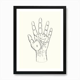 Tarot Card Hand Monoline Hand Drawing Aesthetic Illustration Art Print