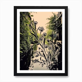 London, Regents Canal, Flower Collage 2 Art Print
