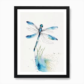 Fairy Tale Dragonfly Minimalist Watercolour 1 Art Print