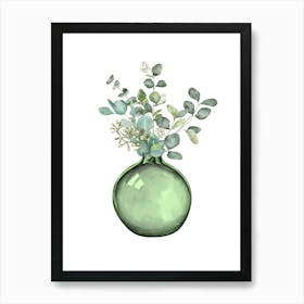 Natural Style Green Leaves Watercolour Art Print