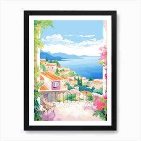 Taormina, Italy Colourful View Art Print