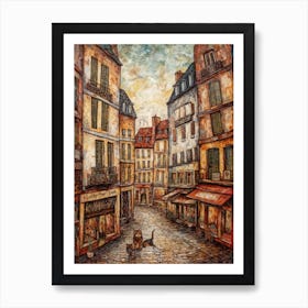 Painting Of Paris With A Cat In The Style Of Renaissance, Da Vinci 4 Art Print