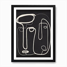 Abstract Faces Line Art Art Print