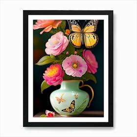 Butterfly In A Vase Art Print