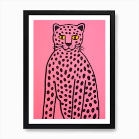 Pink Polka Dot Cougar 5 Art Print