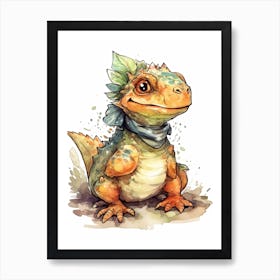 Citipati Cute Dinosaur Watercolour 2 Art Print