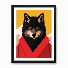 Japanese Wolf Art Nouveau 4 Art Print