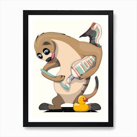 Meerkat Brushing Teeth 1 Art Print