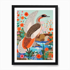 Maximalist Bird Painting Common Loon 1 Art Print