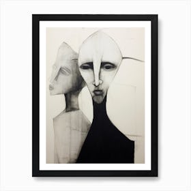 Geometric Faces Drawing Art Print