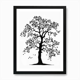 Elm Tree Simple Geometric Nature Stencil 2 Art Print