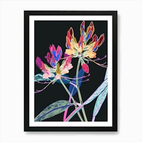 Neon Flowers On Black Prairie Clover 4 Art Print