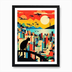 Rio De Janeiro, Brazil Skyline With A Cat 3 Art Print