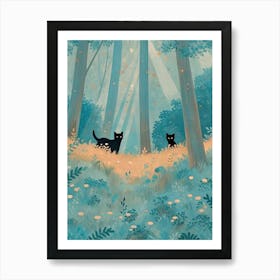 Black Cats In The Forest Poster