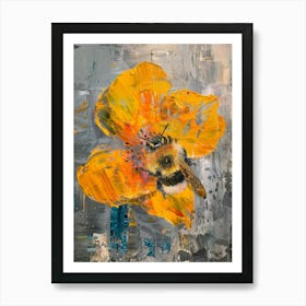 Bee On A Yellow Flower 2 Art Print