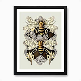 Wax Bees 2 William Morris Style Art Print