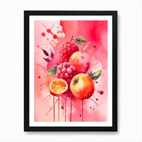 Watercolor Painting Fruits Art Print