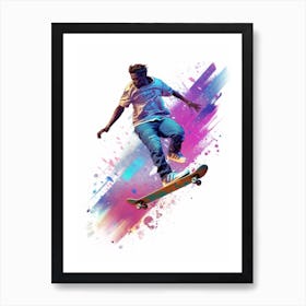 Skateboarding In Malmö,Sweden Gradient Illustration 2 Art Print