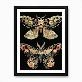Dark Butterflies William Morris Style 10 Art Print