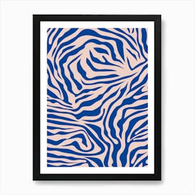 Zebra Stripes Blue Affiche