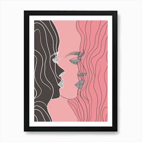 Abstract Portrait Series Pink And White 6 Art Print