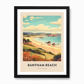 Devon Vintage Travel Poster Bantham Beach 4 Art Print