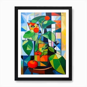 Anthurium With A Cat 1 Cubism Picasso Style Art Print