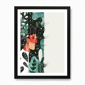 Illustration Of A Man In The Forest Art Print