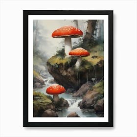 Mushrooms Painting (8) 2 Art Print