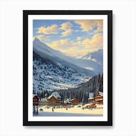 Kitzbühel, Austria Ski Resort Vintage Landscape 1 Skiing Poster Art Print