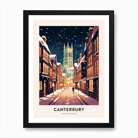 Winter Night  Travel Poster Canterbury United Kingdom 2 Art Print